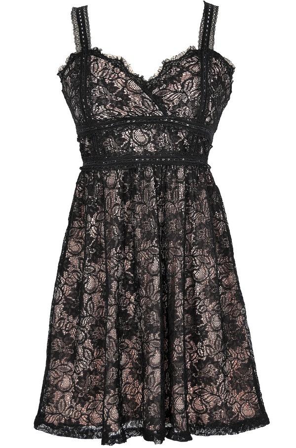 Tabitha Lace Babydoll Dress in Black Lily Boutique